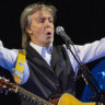 Paul McCartney performs at Glastonbury Festival in Worthy Farm, Somerset, England, Saturday, June 25, 2022.