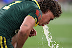 Reece Walsh vomits after his try.