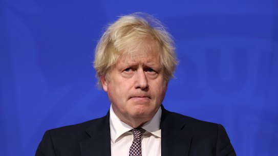 Britain’s Prime Minister Boris Johnson speaks during a press conference in London on Saturday about the Britain’s Prime Minister Boris Johnson speaks during a press conference in London on Saturday.