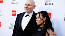 Corgan and Mendel pictured in 2024. The frontman said the age gap with his wife was an “advantage” in their marriage. 