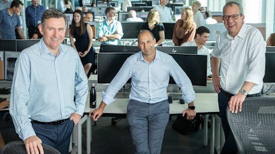 Barrenjoey Capital CEO Brian Benari,  executive chairman Guy Fowler and COO John Cincotta. The team has grown to include senior bankers from UBS and JPMorgan.