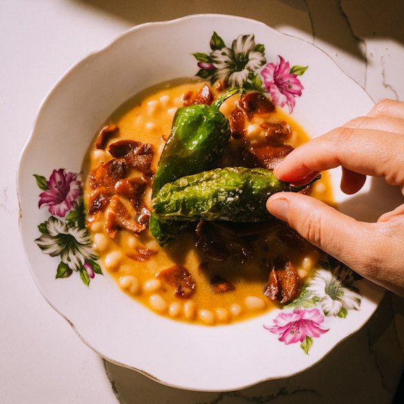 Basque-style navy beans and peppers at Smith & Daughters Social Club.