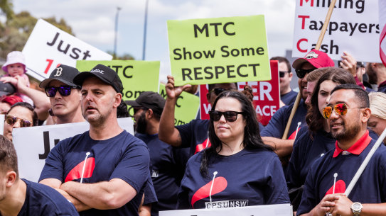 Parklea Correctional Centre staff rally on Friday during a 48-hour strike.