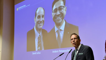 Thomas Perlmann, Secretary of the Nobel Assembly and the Nobel Committee, announces the winners of the 2021 Nobel Prize in Physiology or Medicine.