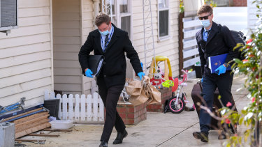 Police at the Blackburn North home on Tuesday. 