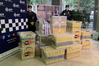 The mustard bottles seized by police. 