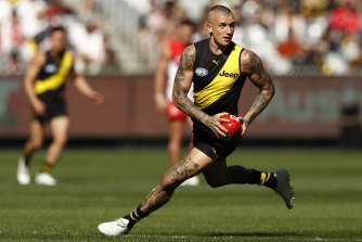Dustin Martin in action against the Swans.