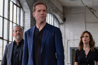 David Costabile, Damian Lewis and Maggie Siff in the just-finished fifth season of Billions.
