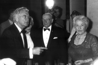 Bob and Hazel Hawke with Donald and Jessie Bradman at the opening of the museum.