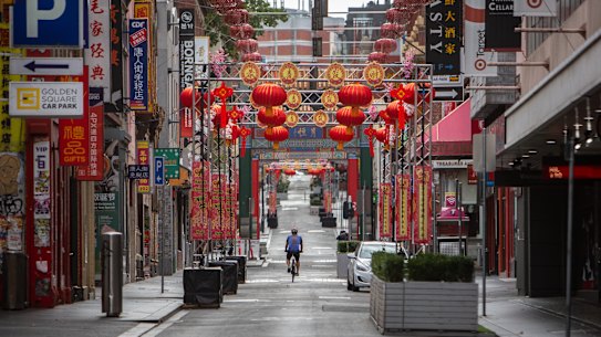 The usually bustling Chinatown was near deserted on Sunday.