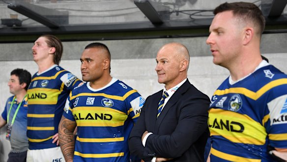 Brad Arthur takes in the atmosphere on the touchline towards the end of last year's semi final win against Brisbane.