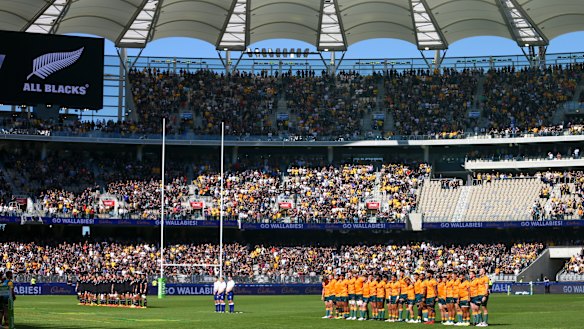 Perth’s Optus Stadium hosted a 2019 Bledisloe Cup Testand is in the running to pinch the 2027 Rugby World Cup final.