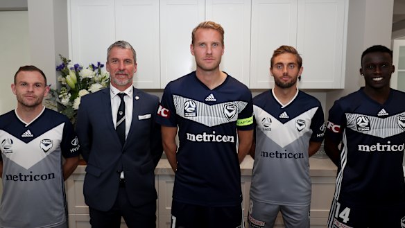 From left: Victory's Leigh Broxham, coach Marco Kurz, skipper Ola Toivonen, Jakob Poulsen and Thomas Deng.