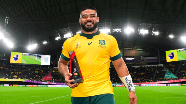 Tolu Latu was named man of the match in Australia's 39-21 victory over Fiji in Sapporo. 