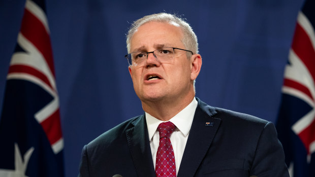 Prime Minister Scott Morrison at a news conference in Sydney on September 18.