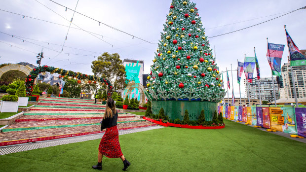 A Christmas tree at Federation Square in Melbourne today. 