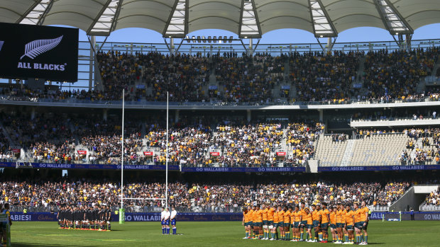 Perth’s Optus Stadium hosted a 2019 Bledisloe Cup Testand is in the running to pinch the 2027 Rugby World Cup final.