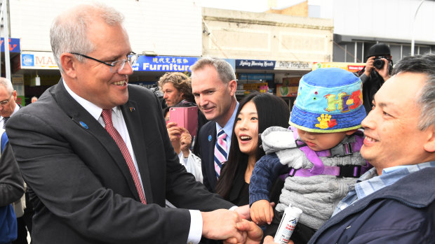 Prime Minister Scott Morrison meets voters in the Sydney suburb of Hurstville. 