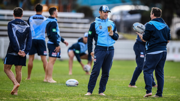 Black in blue: Brad Fittler and the NSW side begin preparations for Origin III in Sydney on Monday.