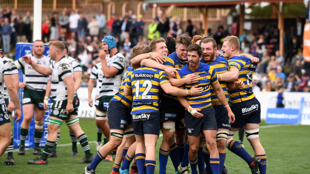 Pumped: Sydney University smashed Warringah in last year's Shute Shield grand final. 