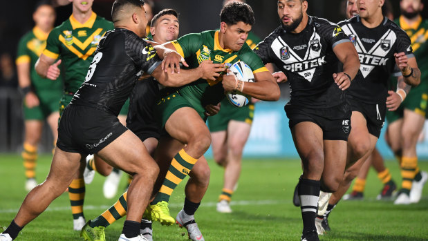 Stand-out: Kangaroos centre Latrell Mitchell's pace, strength and skill would be an asset to the Wallabies.