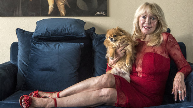 Christa Billich at home with her dog, Charlie.