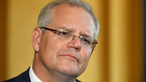 Prime Minister Scott Morrison at a press doorstop after the G7 summit.