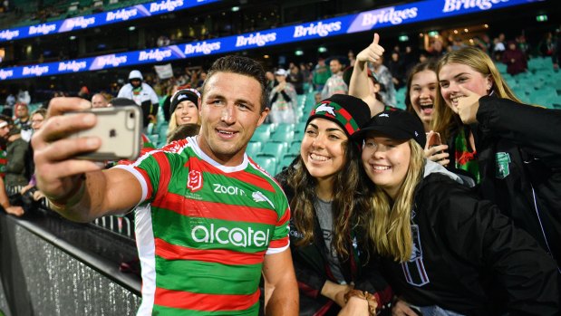Selfie confidence: Sam Burgess has been in great form this season - and the fans know it.