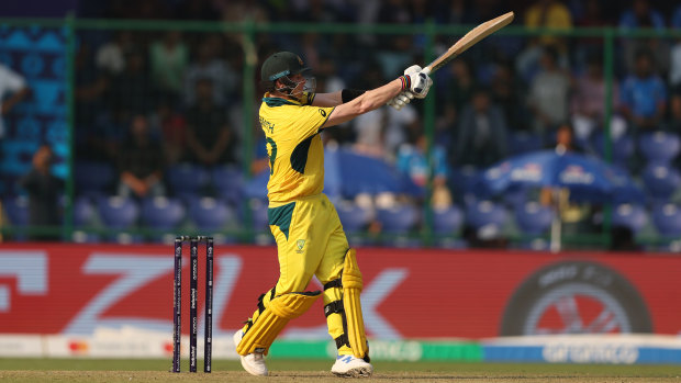 Steve Smith hits out against the Netherlands.