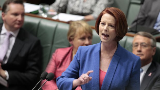Julia Gillard delivers her “misogyny speech” in Parliament in October 2012.