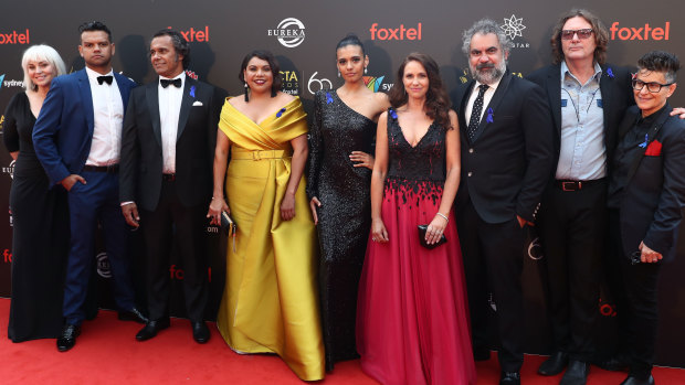 The cast and crew of AACTA-winning series Mystery Road on the red carpet at the 2018 event. 