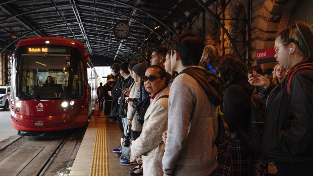 Light rail services were suspended between Central and Convention at the height of the morning peak. 