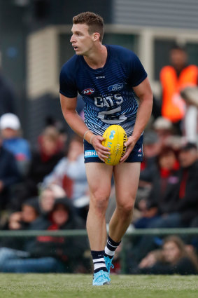Josh Jenkins in action for the Cats during pre-season.