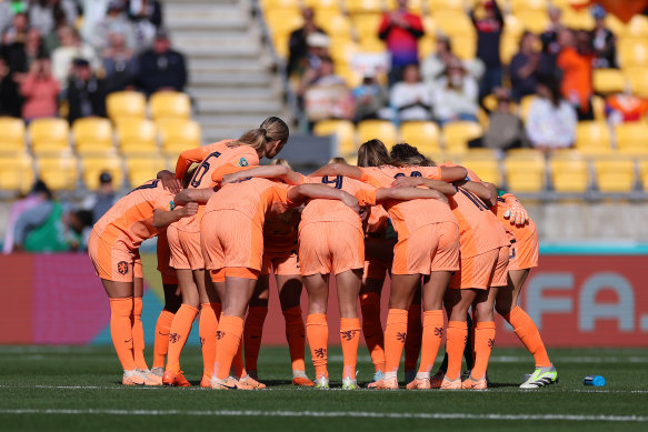 Netherlands players before the kick off.