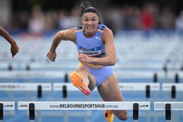 Michelle Jenneke in the 100m hurdles event.