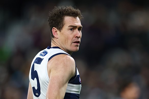 Jeremy Cameron had a poor night for the Cats against Brisbane.