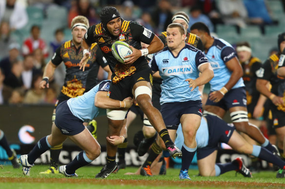 Taleni Seu playing for the Chiefs against the Waratahs in 2016.