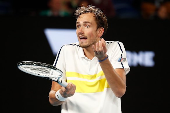 Daniil Medvedev shows his frustration during the final.