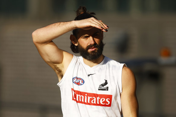 Brodie Grundy at Collingwood training on Friday.