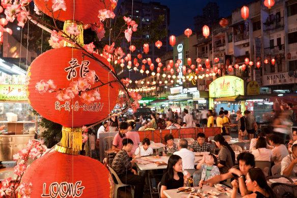 Pull up a plastic chair … Street restaurant Jalan Alor in heart of Kuala Lumpur.