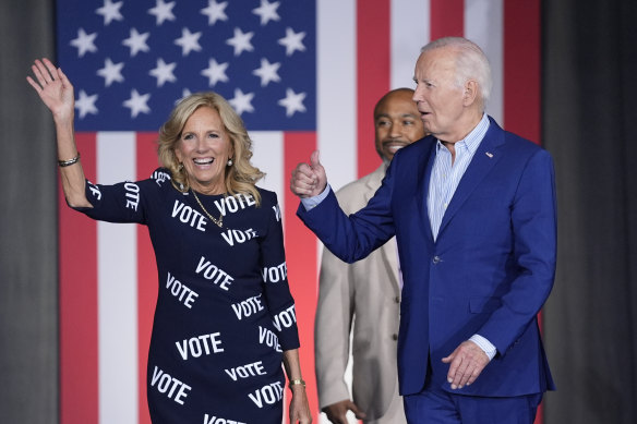 First lady Jill Biden at a campaign rally.