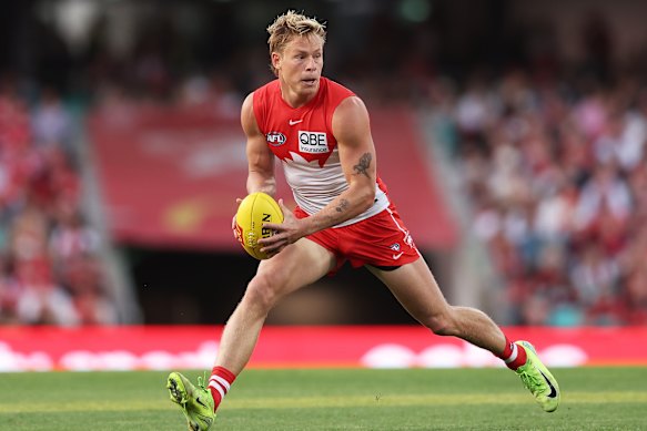 Isaac Heeney is tipped to win the Bob Skilton Medal but won’t be at the Sydney Swans’ awards night.