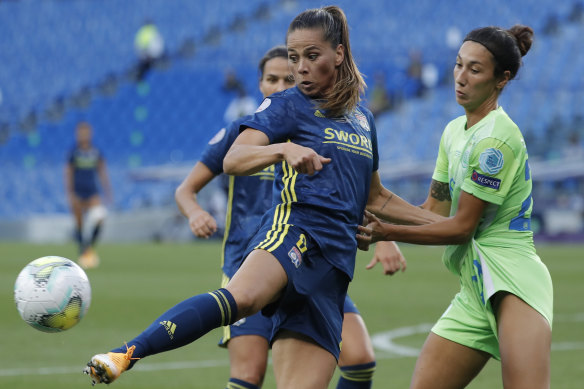Sara Bjork Gunnarsdottir (centre) has been awarded more than $88,000 in back pay that was withheld by her former club team Lyon.