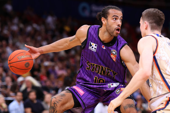 Xavier Cooks of the Kings during game one of the NBL semi-final series between the Kings and the Snakes.
