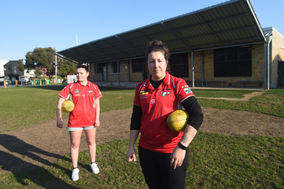 Committee member Kelly Rowe and Eliza Terrey of the West Footscray Roosters.
