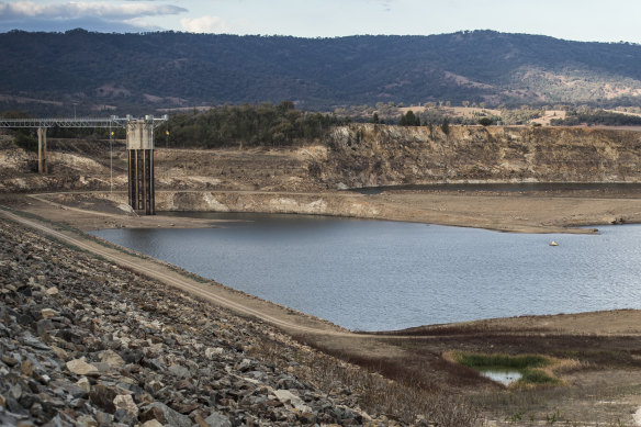Burrendong Dam, one of the state's major reservoirs, is down to about 4.5 per cent full.