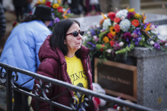 A mourner at Lisa Marie Presley’s service in Memphis.