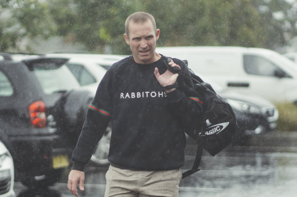 Ben Hornby on his way out of South Sydney training on Tuesday.