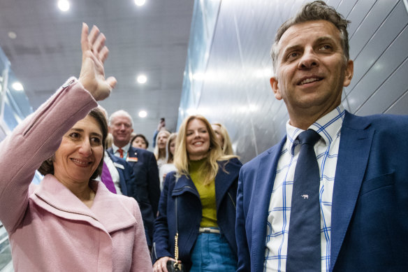  Premier Gladys Berejiklian and Transport Minister Andrew Constance went for a ride on Sydney’s first metro line, Northwest Metro, in 2019. 
