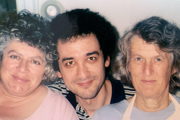 Katerina Clark with Miriam Margolyes, left, and Jaroslav, a music student from Yale University, at her home in Hamden, Connecticut.